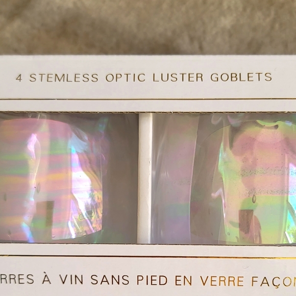 NWT Samantha Pynn Home Set of 4 Stemless Optic Luster Goblets - Picture 4 of 11